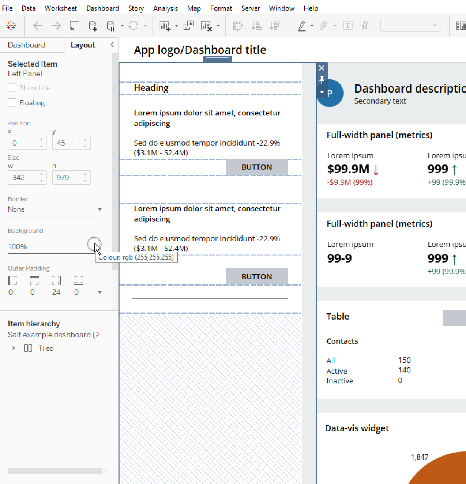 Applying color to panels in Tableau